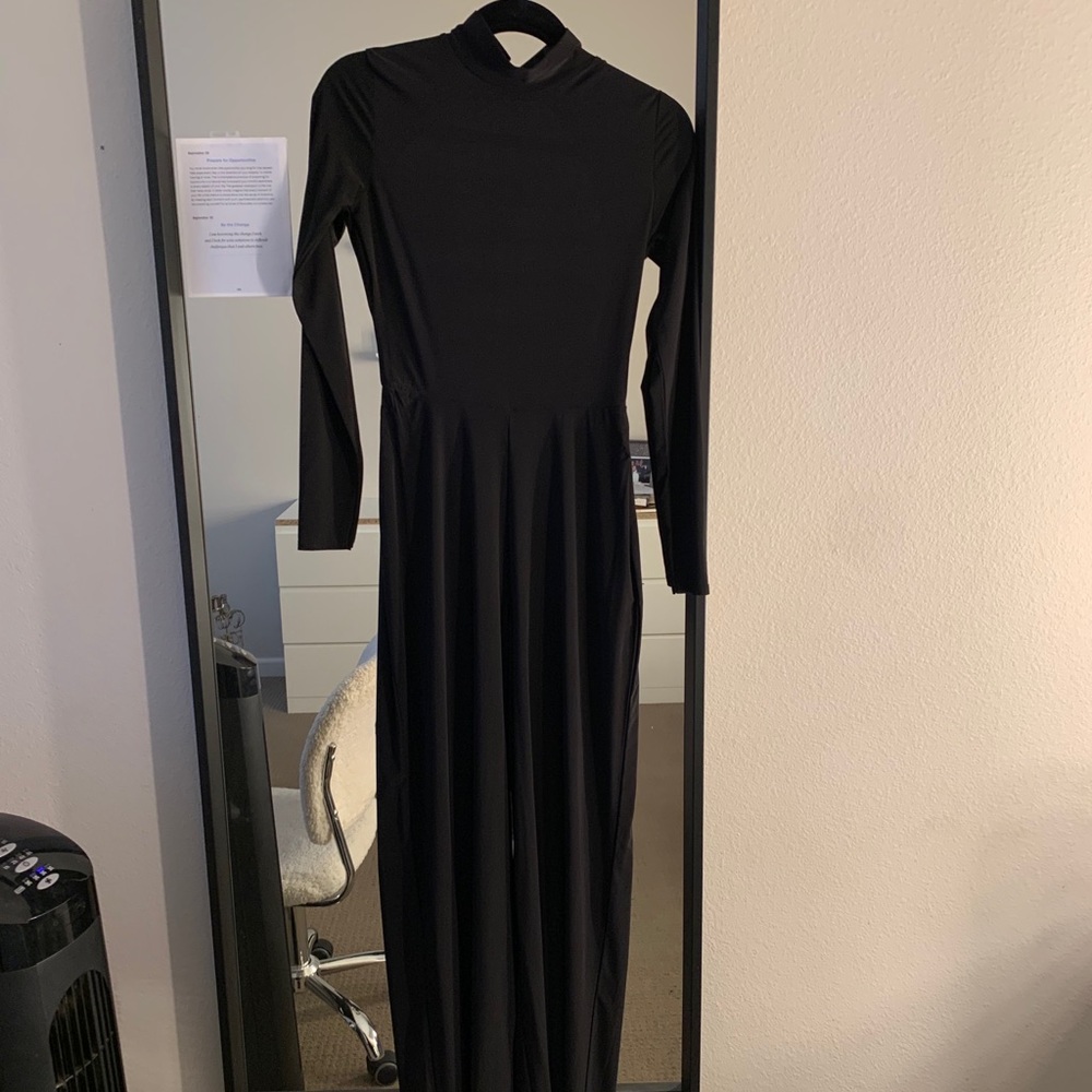Missguided black open back jumpsuit